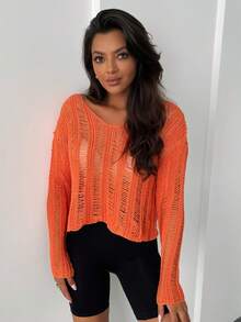 Women's Solid Color Casual Versatile Vacation Cover Up - Orange - View 2