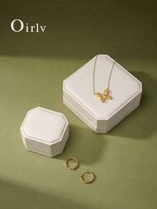 Hộp đựng nhẫn bằng da Oirlv, hộp trang sức cưới, hộp đựng bông tai, vòng tay, dây chuyền, quà tặng, hộp đựng nhẫn cầu hôn. - Màu be - Xem 2
