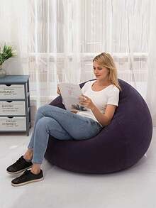 1 Set Nordic Style Minimalist Bean Bag Sofa, Soft Velvet Fabric, Casual Armchair For Small Living Room - Multicolor - View 4