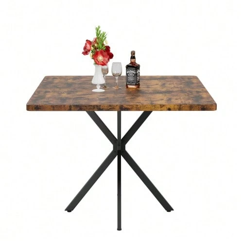 Square Dining Table, Mid-Century Modern Style Square Dining Table For 4-6 People, Coffee Table For Kitchen, Dining Room, Office, Space Saving. - Brown - View 1