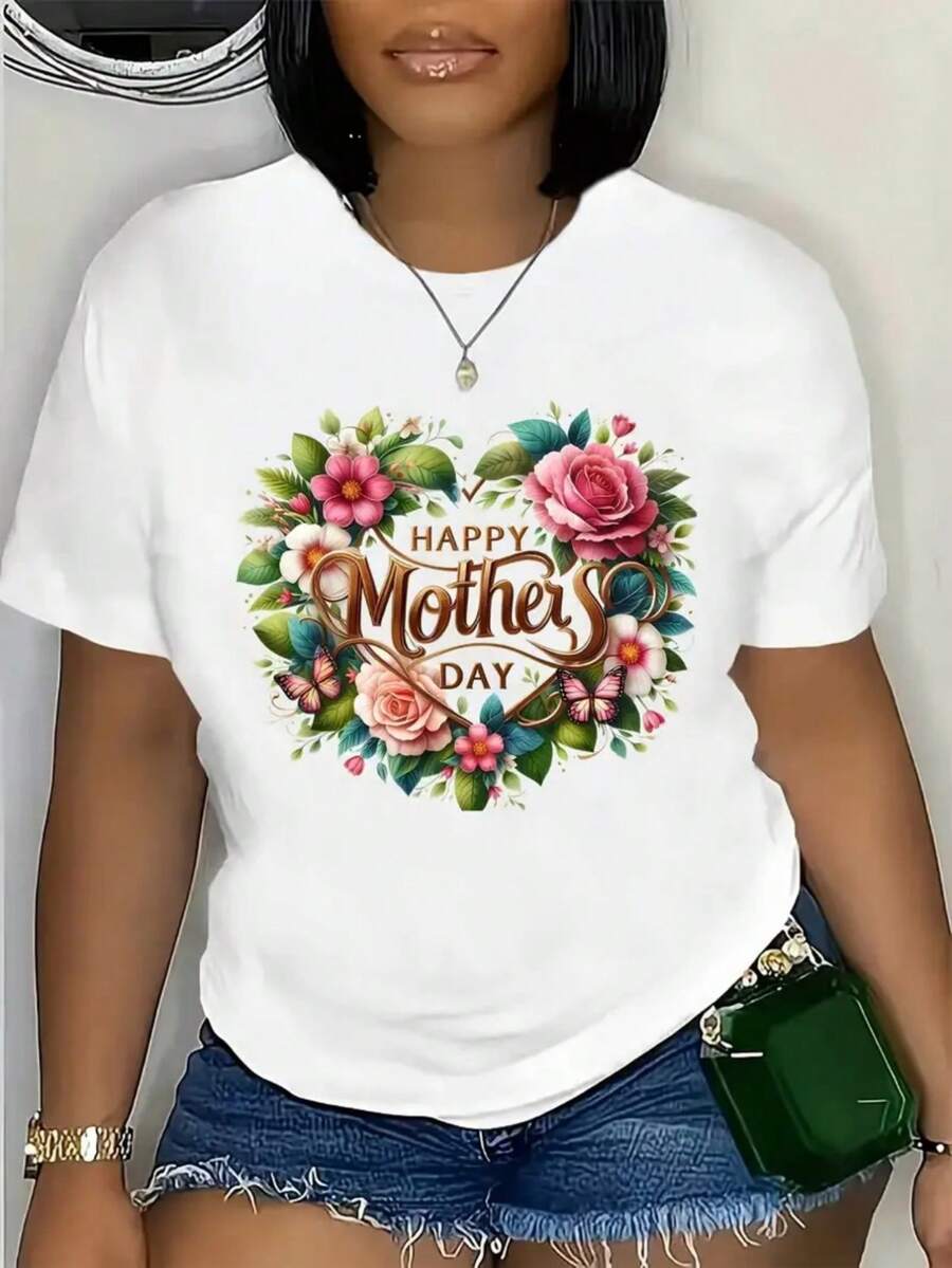Tamaño más - Tamaño más - Camiseta de gran tamaño - Camiseta gráfica juguetona de las mujeres - Top de cuello redondo de manga corta relajada, lavable en máquina para comodidad durante todo el año, uso diario; Ajuste relajado; Impresión de larga duración, ideal para regalos de vacaciones