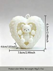 心形小熊香薰蜡烛 节日礼物 桌面摆件 氛围蜡烛 - 1PC - 查看 3