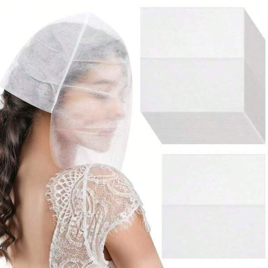 50/100 chiếc khẩu trang bảo vệ dùng một lần, khẩu trang trang điểm dùng một lần, khẩu trang vải không dệt, dùng trong thẩm mỹ viện và cửa hàng mỹ phẩm. - trắng - Xem 1