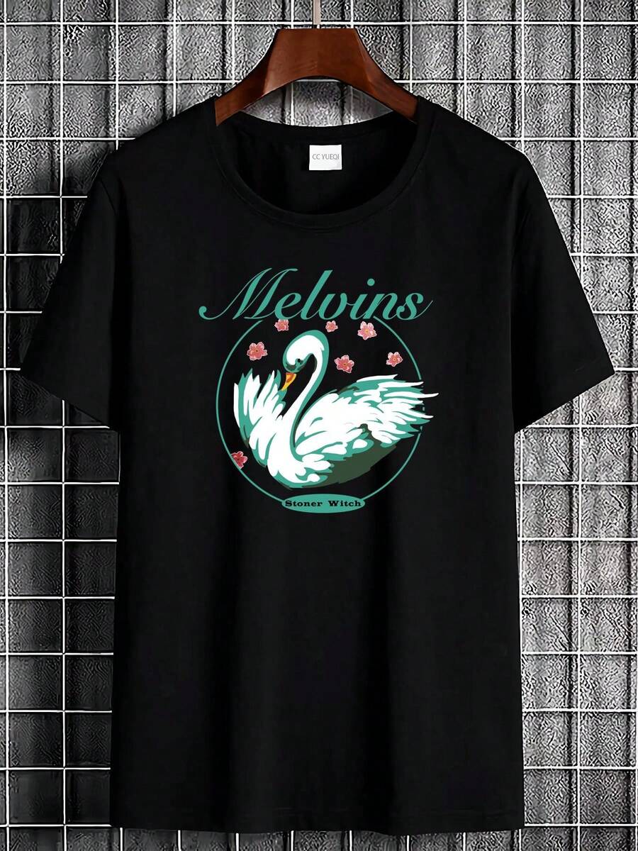 Rare Melvins Logo T-Shirt - Iconic Printed Short Sleeve T-Shirt, Suitable For Casual Streetwear, Unisex Crew Neck. T-Shirt Printed With Melvins Iconic Pattern, Perfect For Everyday Wear. Casual Cotton T-Shirt, Soft, Lightweight And Comfortable. Cotton Daytime Comfort, Stylish Casual Design Ideal For Men And Women. Crew Neck T-Shirt, Gym Top, Going Out Top, Outdoor Wear, Holiday, Graduation, Fitted, Slogan T-Shirt, Quote T-Shirt, Minimalist Graphic T-Shirt, Funny Graphic Tee, Beach Party, Surfing, Picnic, Gift, Airport Outfit, Spring, Coordinates Sets. Women's Summer, Understated Summer Outfits, Summer Coordinates, Event Dresses, Autumn, Winter, All Seasons, Birthday Dress, Party Outfits, Rave Outfit, Office Wear. Women's Curves, Casual Clothes For Women, Gym Wear. Women's Resort Style. Classic Unisex Graphic T-Shirt QNYL - Black - View 1