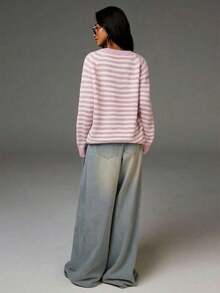 Cárdigan ligero a rayas para mujer, estilo casual para ir al trabajo, cárdigan a rayas para mujer, cárdigan de verano, cárdigan verde azulado, cárdigan blanco para otoño/invierno. - Blanco y Negro - Ver 8