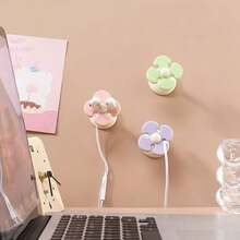 Bộ 3 món sắp xếp dây cáp để bàn hình hoa, kẹp dây silicon, cuộn dây cáp tự dính. - Nhiều màu - Xem 3