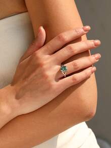 MODIAN 3CT Oval Green D Color Moissanite Ring 925 Sterling Silver Luxury Sparkling Jewelry Lab Diamond For Women Wedding Rings - Silver - View 2