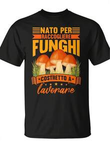 Mushroom Hunter Italian Men's T-Shirt - The Pattern Shows Mushrooms, Porcini, And Chanterelles. - A Fun Gift For Chefs, Foodies, And Hunting Enthusiasts. - Short-Sleeved, Casual Bohemian-Style Shirt, Perfect For Everyday Wear. Cotton T-Shirt, Soft, Lightweight, And Comfortable. Cotton Daytime Comfort, Stylish, Casual Design. Ideal For Men And Women. Crew Neck T-Shirt, Gym Top, Going Out Top, Outdoor Clothing, Holiday, Graduation, Fitted, Slogan T-Shirt, Quote T-Shirt, Minimalist Graphic T-Shirt, Funny Graphic Tee, Beach Party, Surfing, Picnic, Gift, Airport Outfit, Spring, Coordinates Sets. Women's Summer, Understated Summer Outfits, Summer Coordinates, Event Dresses, Autumn, Winter, All Seasons, Birthday Dress, Party Outfits, Rave Outfit, Office Wear. Women's Curves. Casual Clothing For Women, Gym Wear For Women, Resort Style, Classic Unisex Graphic T-Shirt NJTD - Black - View 7