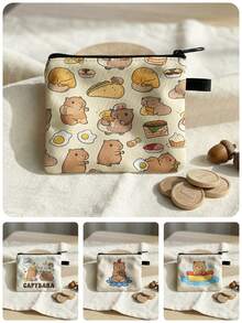 1pc Coin Purse, Storage Bag, Makeup Bag, Card Holder, Earphone Case, Featuring Cute Bear & Capybara Print Pattern, Compact Pouch With Clasp To Hold Coins, Cards, Accessories, Keys, Multifunctional Storage Bag, Ideal Gift For Girls And Boys - Multicolor - View 4