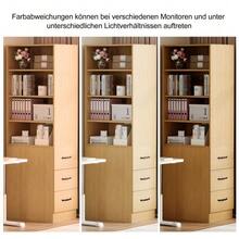 Extra-Narrow 180cm High Bookcase With Side Drawers - Adjustable Shelves, Interchangeable On The Left And Right, Ideal For Small Spaces - Sideboard, Living Room Furniture, Bookcase - 自然色 - 查看 9