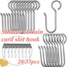 Bộ 20/35 móc kẹp rèm tắm, móc treo rèm cửa sổ ô tô, móc treo rèm trang trí, móc treo rèm hình chữ S, móc treo rèm. - bạc - Xem 2
