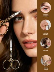 J·FOCUS 3 PIEZAS Juego de belleza con estampado de leopardo elegante, pinzas para cejas, tijeras pequeñas y atomizador de perfume recargable de 5ML, herramientas multifuncionales de aseo y perfume para mujeres - Multicolor - Ver 2