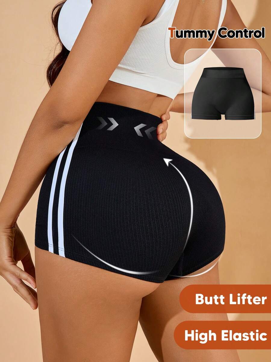 Quần short yoga cạp cao co giãn gợi cảm dành cho nữ - màu đen - Xem 1