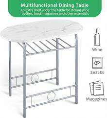 Modern 3 Piece Dining Table Chairs Set For Small Space Kitchen Breakfast Nook With Steel Legs Storage White Compact Dining Furniture - White - View 5