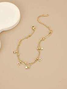 1pc Women's Stainless Steel Star Shaped Beach Foot Chain, Lightweight Luxury - Yellow Gold - View 6