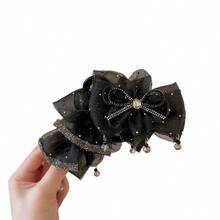 Versatile, Fashionable, Light And Luxurious, Star-Filled Bow Bow Clip, Large Hair Volume, Multi-Tie Shark Clip, Mesh Hair Clip, Hair Accessory - 13公分夾爪 - 查看 6