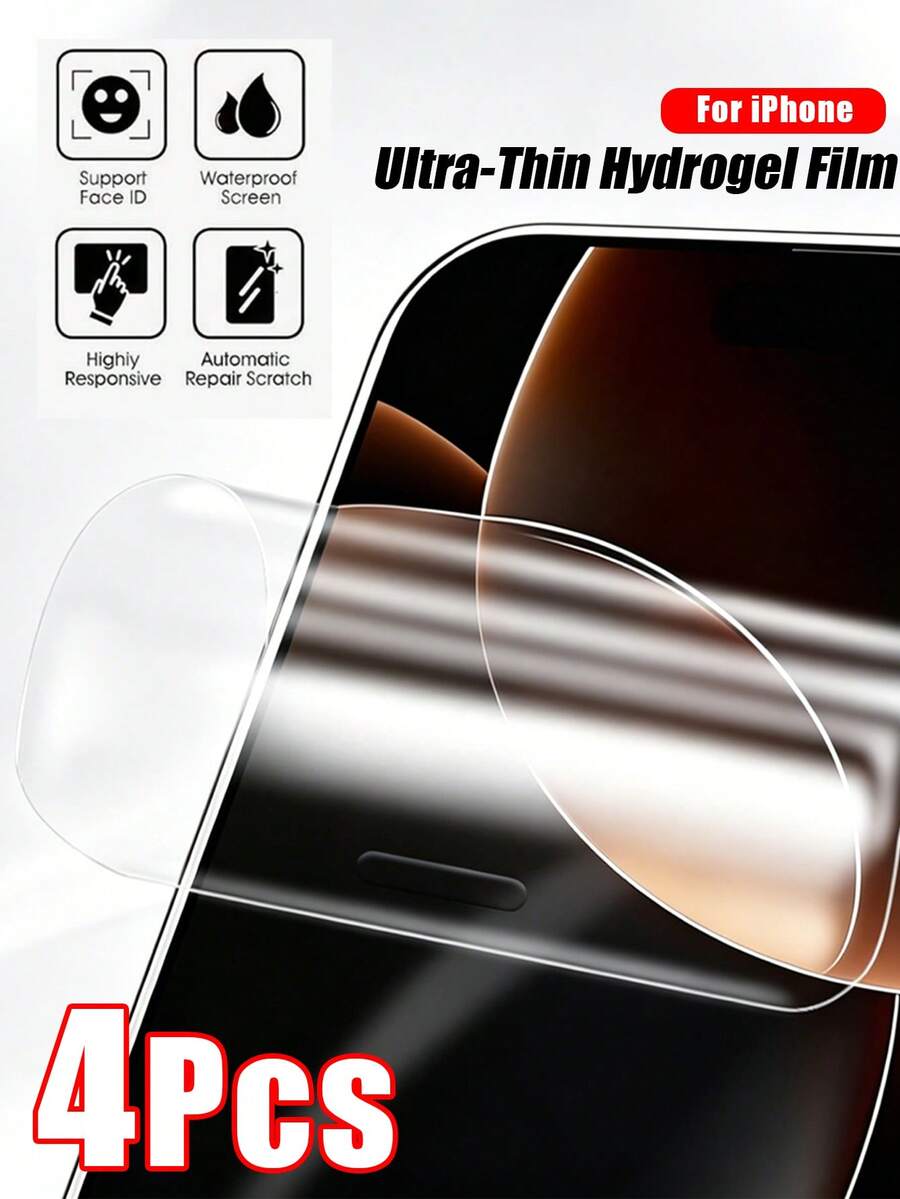 Navigator 4pcs Hydrating High-Definition Screen Protector, Ultra-Thin Soft Material, Resists Daily Wear And Tear, Protects Phone Screen, 24-Hour Automatic Scratch Repair, Compatible With IPhone 17e/17 Pro Max/17 Pro/17 Air/17/16 Pro Max/16 Pro/16 Plus/16/15 Pro Max/15 Pro/15 Plus/15/14/13/12 And Other Models. - Clear - View 1