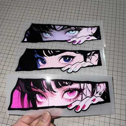 Hình dán phản quang hình mắt sát thủ trong anime, decal trang trí sáng tạo theo phong cách anime, chống thấm nước, chống trầy xước cho thân xe, thích hợp cho ô tô, xe máy, máy tính xách tay, hành lý và kính.
