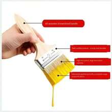 3in/3.94in Bristle Brush With Wooden Handle, Suitable For Baking, Grilling, Pancake Coating, Industrial Pig Hair Brush, Paint Brush, Soft Hair Brush, Grilling, Home Decoration, Glue, Paint Cleaning Household Brush - A - View 3
