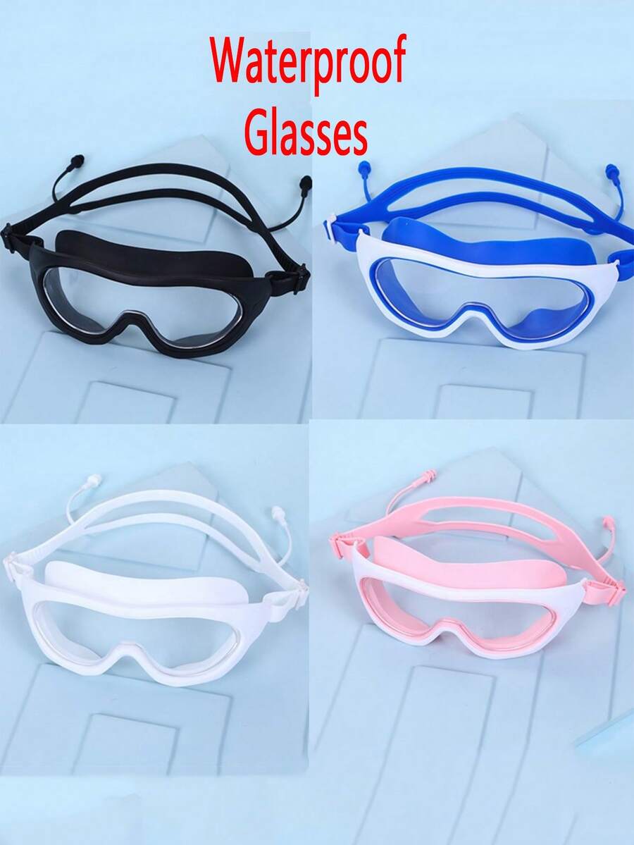 1 chiếc kính bơi gọng lớn độ nét cao mới, kính bơi thời trang chống nước và chống sương mù, kính lặn unisex dành cho người lớn, vật dụng cần thiết cho bãi biển và hồ bơi. - Nhiều màu - Xem 1