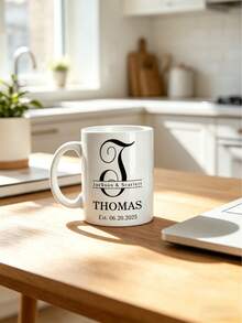 11oz Personalized Name & Date White Mug, Customized Couple Mugs, Perfect Wedding & Anniversary Gift - White - View 9