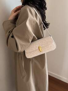 Retro Patchwork Leopard Print Elegant Underarm Shoulder Bag, Leopard Print Ladies Handbag, Leopard Print - Beige - View 7