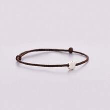 HuooNew 1pc Minimalist 925 Sterling Silver Four-Leaf Flower Red Rope Braided Adjustable Bracelet, Suitable For Daily Wear - Dark Grey - View 5