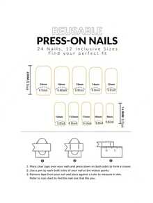 24pcs Medium Square Fake Nails, Red Apple Ombre High-End Whitening False Nails, Full Coverage Removable Nails, Suitable For Parties, Galas And Daily Wear - Multicolor - View 5