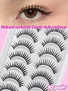MAANGE 5/10 Cílios Postiços Naturais, Boa Respirabilidade, Cílios Pretos em Formato de U, Mesmo Estilo dos Grupos de Garotas Japonesas e Coreanas, Cílios Postiços Naturais Curtos, Cílios Postiços Finos e Longos de 11mm, Raiz Transparente, Cílios Postiços de Energia Dinâmica - Multicolorido - Visão 9