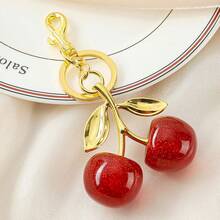 Glitter Cherry Bag Charm With Key Ring And Clip, Cherry Keychain Accessory Purse Charm For Women - Red - View 8