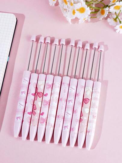 Bộ 5/10 bút bi in hình nơ đính hạt, bút đính hạt DIY dễ thương cho bé gái, màu sắc ngẫu nhiên, thích hợp cho bé gái, quà tặng tiệc tùng, sự kiện trường học, giải thưởng lễ hội, quà sinh nhật, phần thưởng trong lớp học và vật trang trí bàn làm việc độc đáo.