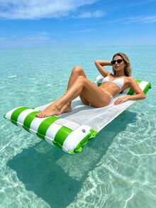 1pc Inflatable 2-Ring Striped Swimming Ring, PVC Material Adult Inflatable Hammock Floating Device, Suitable For Beach, Swimming Pool, Vacation, Summer Beach Party - Multiple Styles - View 6