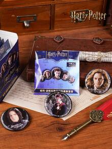 Harry Potter 一套哈利波特复古圆形胸针，官方授权角色徽章，背包装饰，粉丝礼物，返校季礼物 - 查看 2