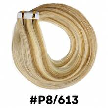 Tape In Hair Extensions Human Hair Real Natural Hair Colored #8/613 European Straight Blonde Skin Weft Adhesives Remy Hair Extension - S8/613 - View 4