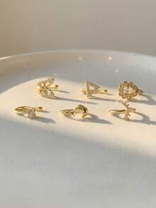 CHOSHILAR 6pcs/Set Assorted Non-Piercing Nose Rings, Gold Tone Elegant Luxury Design Nose Clips Suitable For Daily Wear And Parties - Gold 33 - View 4