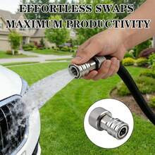 Garden Hose To Mini Power Washer Adapter-3/4 GHT To 1/4", Garden Hose Pressure Washer Attachment, Convert Water Hose To Power Washer Connector, Stainless Steel (Connector +5 Nozzle Set) - Silver - View 5