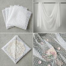 Tecido de tule branco elegante com estampa de bolinhas, tule macio e transparente com padrão de bolinhas, tecido chiffon leve e respirável, adequado para vestidos de noiva, véus, saias, artesanato, acessórios de cabelo e projetos de costura. - 1 - Ver 10