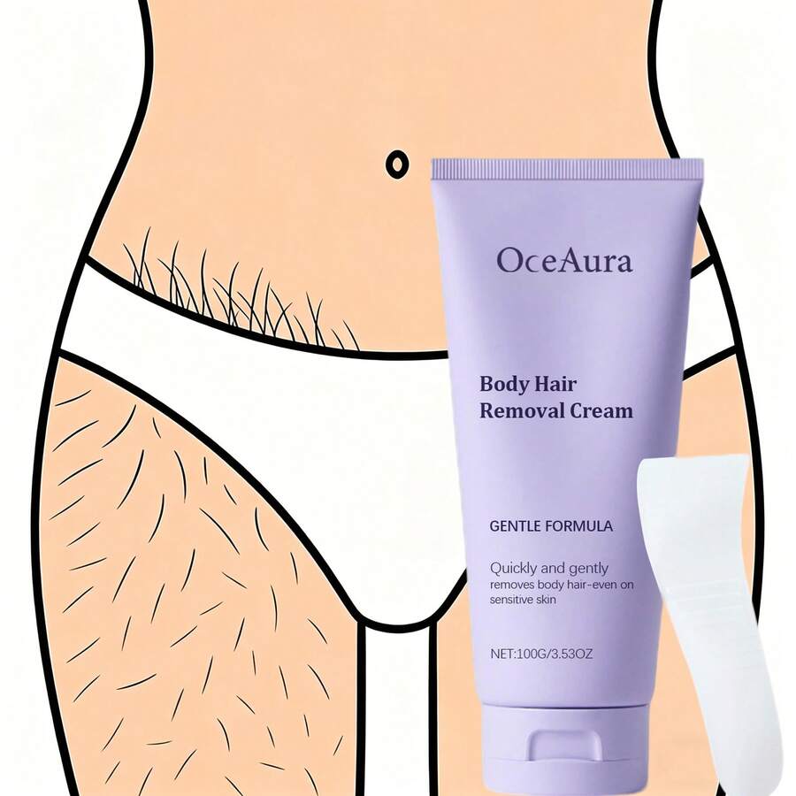OceAura 100g/3.53oz Hair Removal Cream,Gentle And Non-Irritating To Skin, Semi-Permanent Hair Removal, Suitable For Facial, Lip, Underarm, Leg, Arm, And Intimate Areas - 紫色 - 查看 1