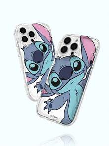 1 pieza Nuevo estuche protector anti-caída de alta densidad con cojín de aire, diseño minimalista y lindo de Stitch de Disney con licencia oficial, cubierta de protección gruesa compatible con Apple iPhone 17 Pro Max/Air, 16, 11/12/13/14 Plus, XR, 15 Pro Max - transparente - Ver 4
