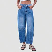 Women's Casual Retro Straight Leg Cropped Jeans, Spring/Summer - Blue - View 6