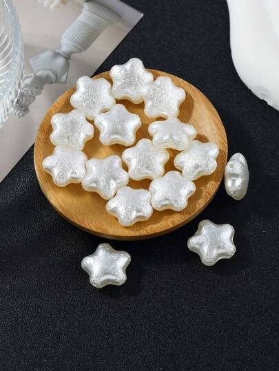 15pcs Imitation Silk Texture Faux Pearl Color Star Flower Beads, Suitable For DIY Handmade Bracelets, Necklaces, Craft Decorations, Clothing Accessories, Wedding Decorations, Bridal DIY Materials