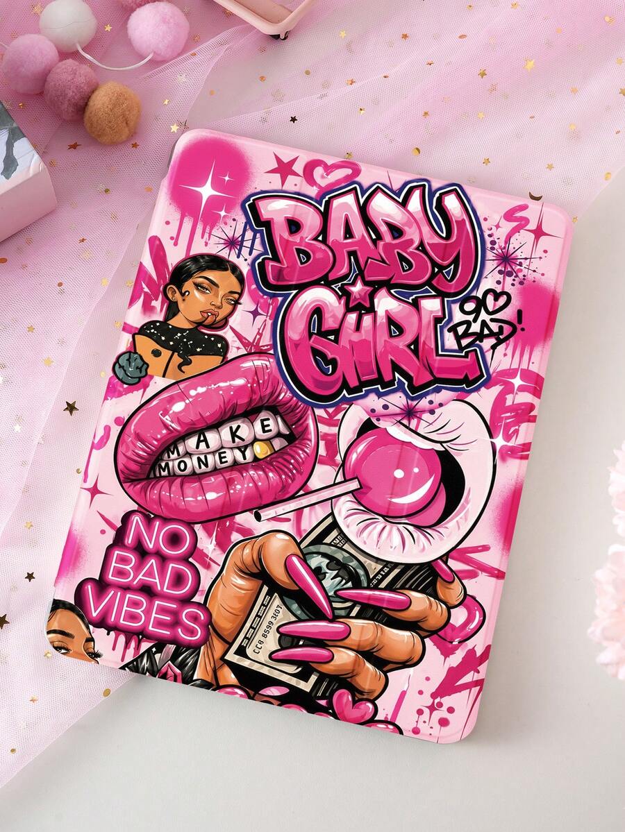 1 chiếc ốp bảo vệ máy tính bảng thiết kế graffiti đường phố retro màu hồng, tương thích với iPad 10.2 inch 2021/2020 thế hệ 10/9/8, (A16) 11 inch thế hệ 11 2025, tương thích với Samsung Galaxy Tab A8 10.5 inch 2022, ốp bảo vệ máy tính bảng có khe cắm bút cảm ứng, hỗ trợ chức năng tự động tắt/mở màn hình. - Nhiều màu - Xem 1