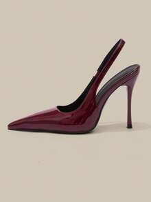 Giày cao gót mũi nhọn cao 10,5cm dành cho nữ, màu đỏ tía, kiểu dáng slip-on gợi cảm và thanh lịch, phù hợp cho đi làm hàng ngày hoặc dự tiệc. - Màu Đỏ Sâu - Xem 6