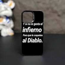 Texto blanco sobre fondo negro con temática diabólica.funda de teléfono Fundas compatibles con ,Apple,VIVO,OPPO,,, y Honor.Fabricadas en silicona TPU,ofrecen protección contra golpes y caídas. - Negro - Ver 2