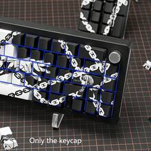 Juego de teclas PBT con perfil de cereza, diseño retroiluminado con impresión lateral, líneas de cuadrícula de chica de manga japonesa, teclas con transferencia térmica, compatible con interruptores MX, barra espaciadora de 6.25U, reemplazo de teclado mecánico, solo teclas - Ver 12