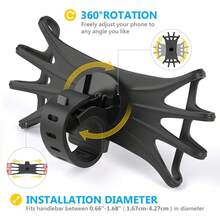 4-7 Inch Bicycle Phone Holder - 360° Rotatable Anti-Shock Anti-Slip Handlebar, Durable Black ABS GPS Bracket, Road/Mountain Bike Specific - Hands-Free Navigation Cycling Accessory, Stylish Phone Frame, Metal Clamp Mechanism - Multicolor - View 3