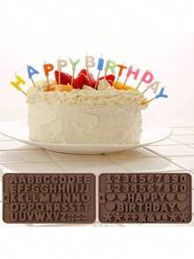 2 Pieces Silicone Chocolate Alphabet And Number Mold, Non-Stick And Easy To Demold, Ideal For Cake Decoration, Birthday Parties, And Valentine's Day. - Chocolate Brown - View 8