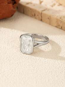 MODIAN 4.5CT D Color Moissanite Ring 925 Sterling Silver Rectangle Lab Diamond Wedding Statement Rings For Women Fine Jewelry - Silver - View 10