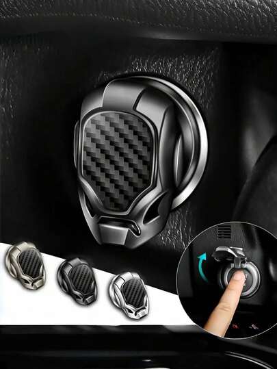 1 chiếc ốp nút khởi động/dừng động cơ 3D bằng kim loại, chất liệu thép không gỉ, thích hợp cho công tắc nội thất ô tô, nhiều màu sắc.