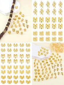 70 pièces Chouchous à fleurs de prunier vintage - Clips à cheveux de style bohème à la mode pour femmes et filles - Accessoires de coiffure pour styliste, décorations de cheveux tressés, festivals, fêtes - Doré - Voir 6